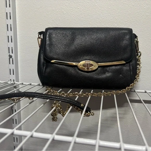 Coach Black and Gold Crossbody Bag with Chain Strap - Picture 1 of 7